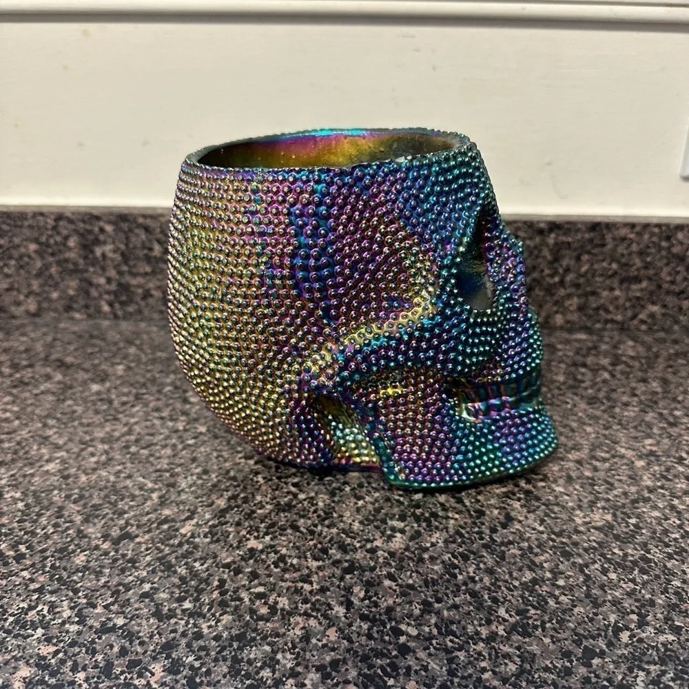 Iridescent Rainbow Halloween Skull Holder